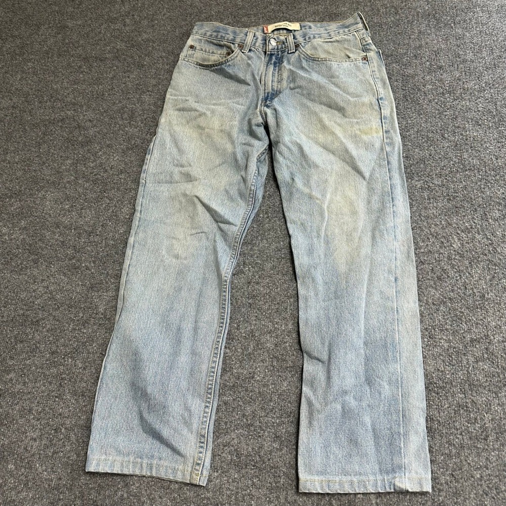 Levi's Jeans Mens Size 30x27 Blue 505 Regular Fit Light Wash Denim Stained